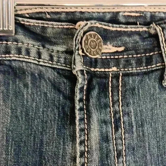 TK Axel Treadwell Relaxed Straight 6-Pocket Jeans Mens 36‎ x 30 Blue Distressed - Picture 3 of 11